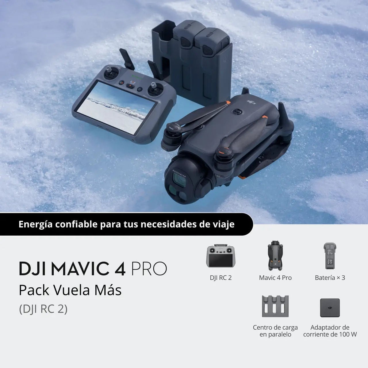 DJI Mavic 4 Pro Pack Vuela Más con DJI RC 2, tres baterías y accesorios para vuelos y fotografía aérea