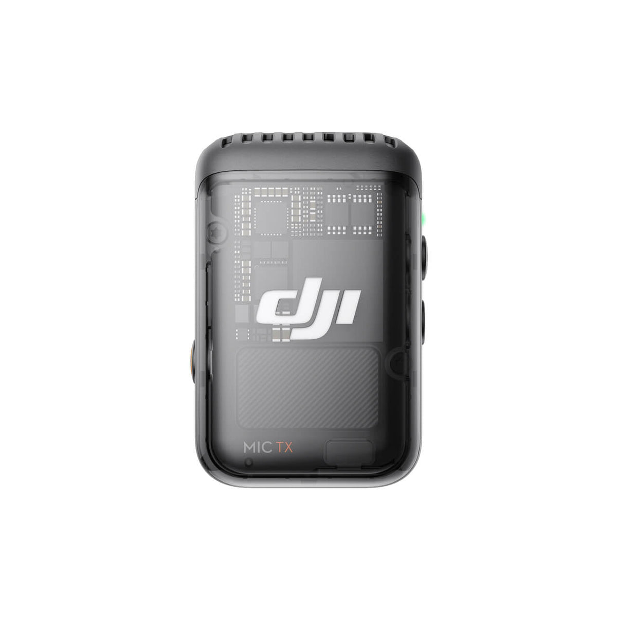 Detalle del transmisor DJI Mic 2 para capturar audio inalámbrico en videos y entrevistas