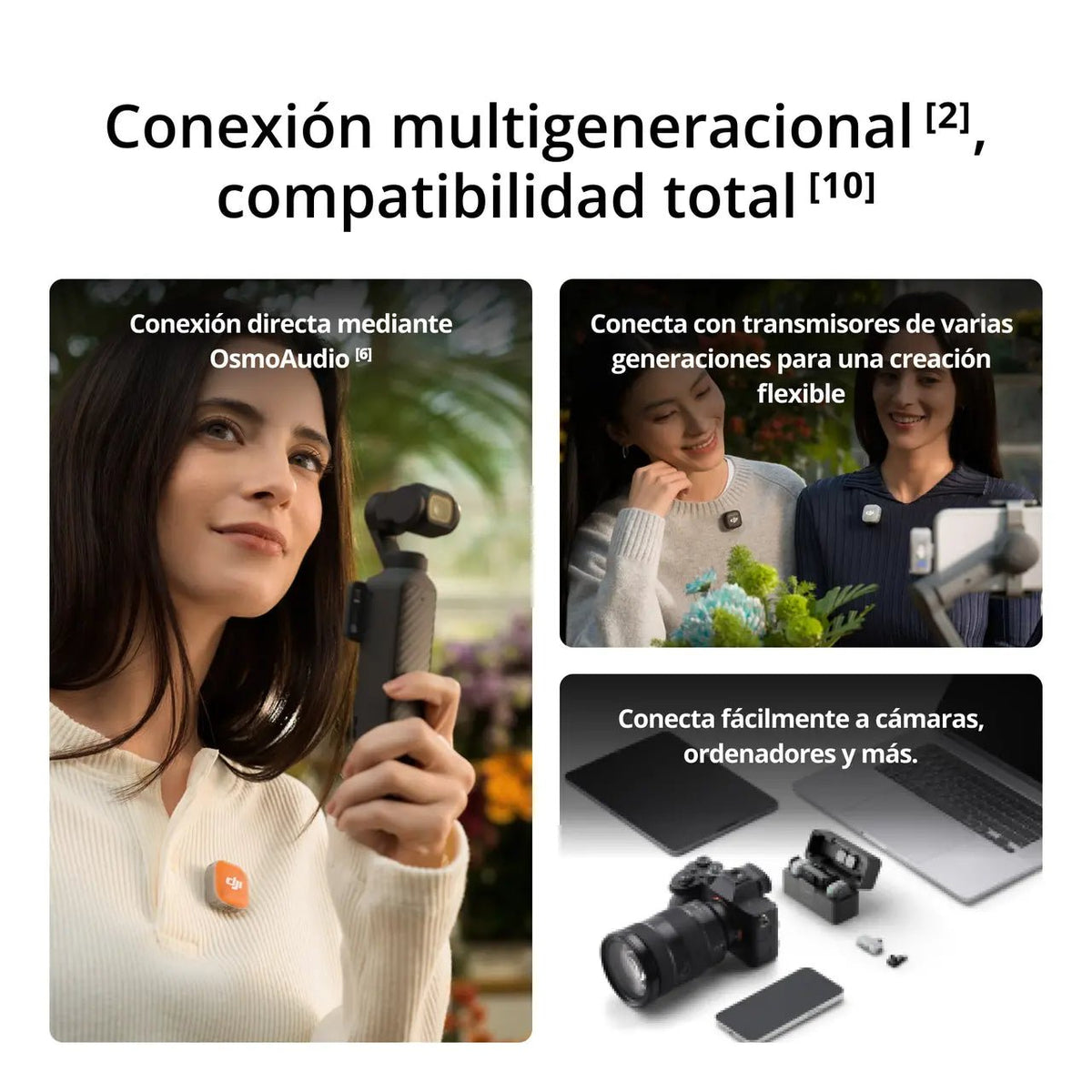 DJI Mic Mini 2 con conexión multidispositivo para grabar audio con cámaras, smartphones y equipos compatibles