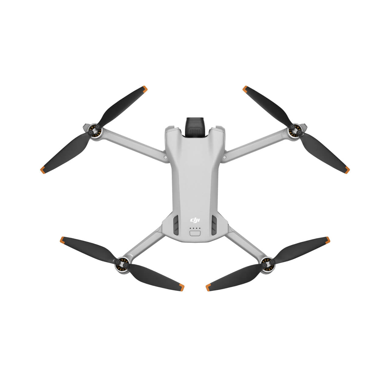 Vista superior del DJI Mini 3 desplegado con diseño ligero y compacto