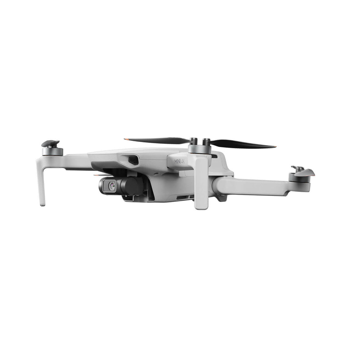 Vista lateral del DJI Mini 4K con diseño ligero y cámara para video aéreo