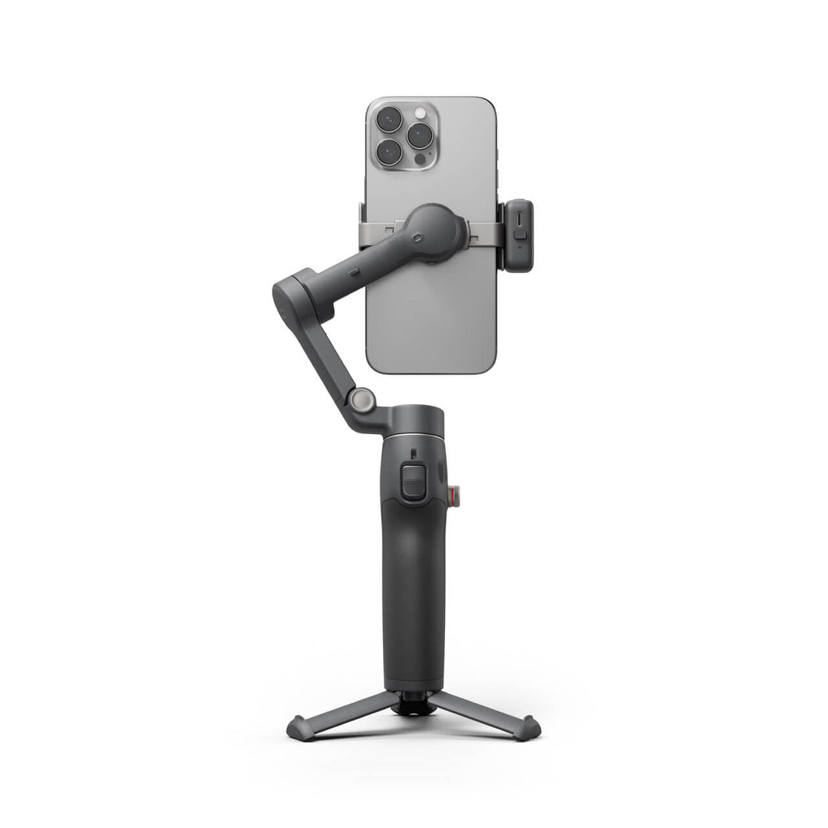 Vista lateral del DJI Osmo Mobile 8, estabilizador compacto para grabación con smartphone