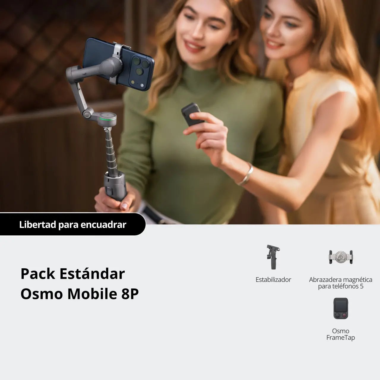 Pack Estándar DJI Osmo Mobile 8P para estabilizar el smartphone y grabar contenido móvil con facilidad
