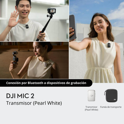 DJI Mic 2 utilizado por dos personas para obtener audio inalámbrico durante una entrevista