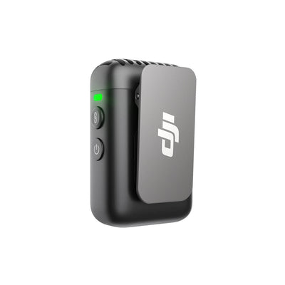 Vista lateral del transmisor DJI Mic 2 con diseño compacto para grabación de audio