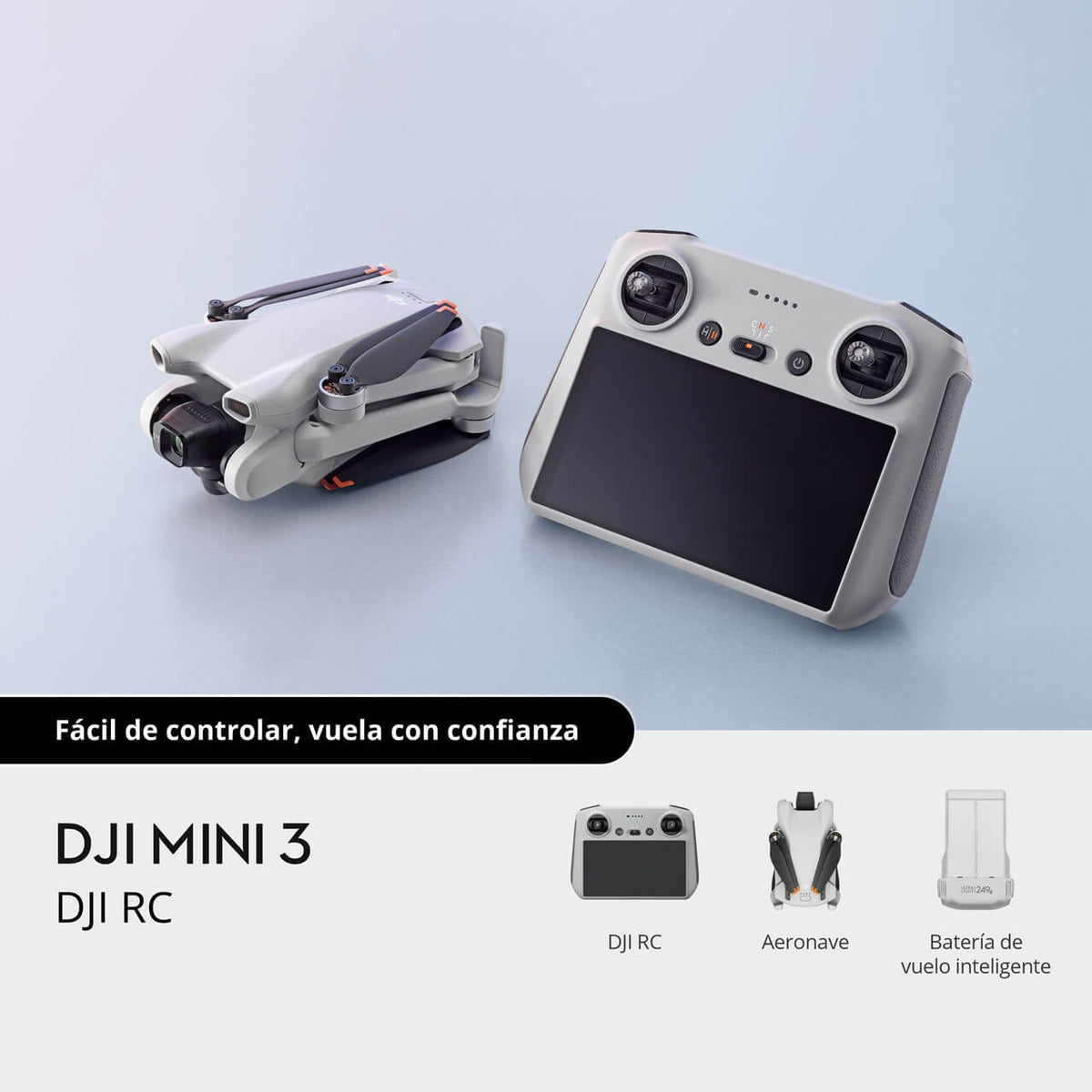 Kit DJI Mini 3 con control remoto DJI RC para vuelos, fotografía y grabación de video aéreo