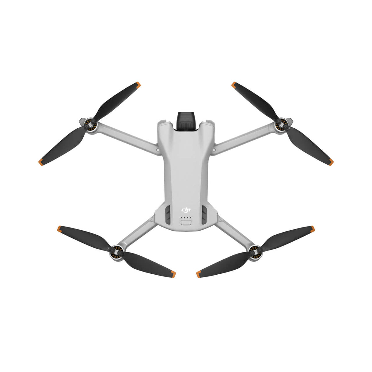 Vista superior del DJI Mini 3 desplegado con diseño ligero y compacto