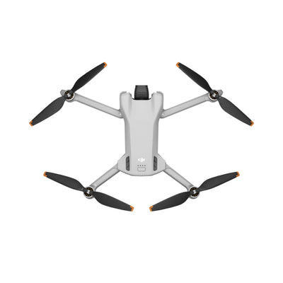 Vista superior del DJI Mini 3 desplegado con diseño ligero y compacto