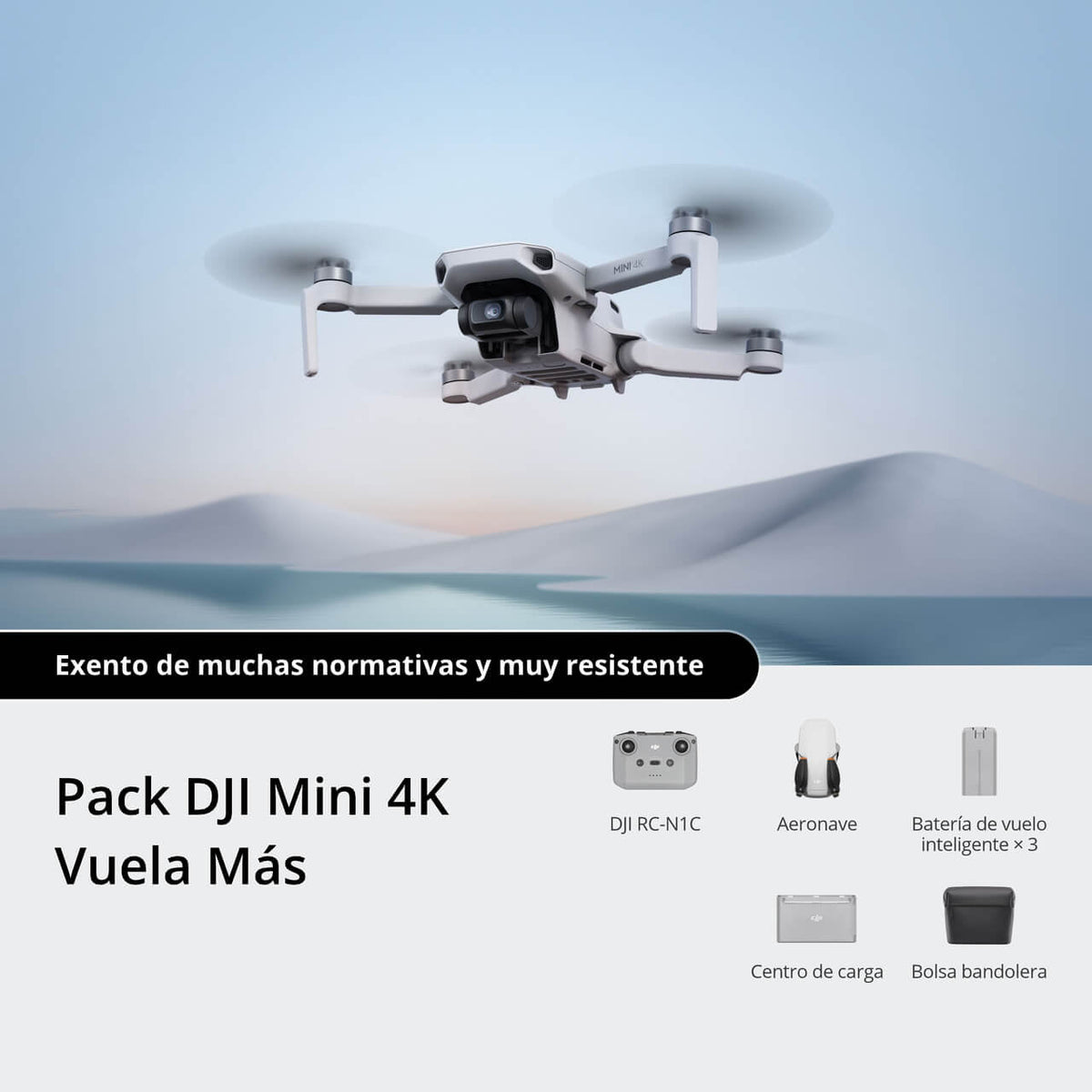 Kit DJI Mini 4K con drone y accesorios para fotografía y grabación aérea