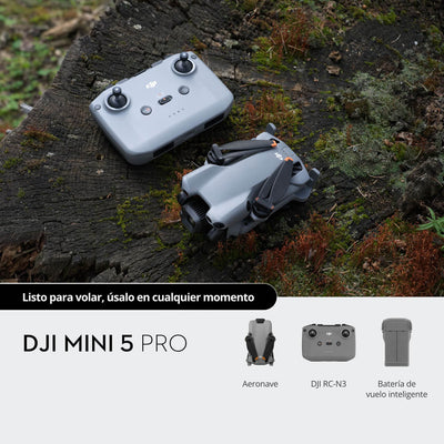 DJI Mini 5 Pro con control DJI RC N3 para pilotaje, fotografía y grabación de video aéreo