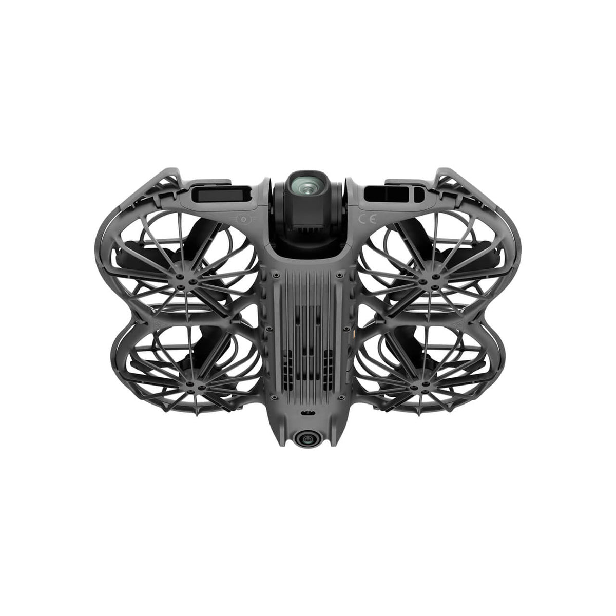 Vista inferior del DJI Neo 2 mostrando la estructura compacta del drone