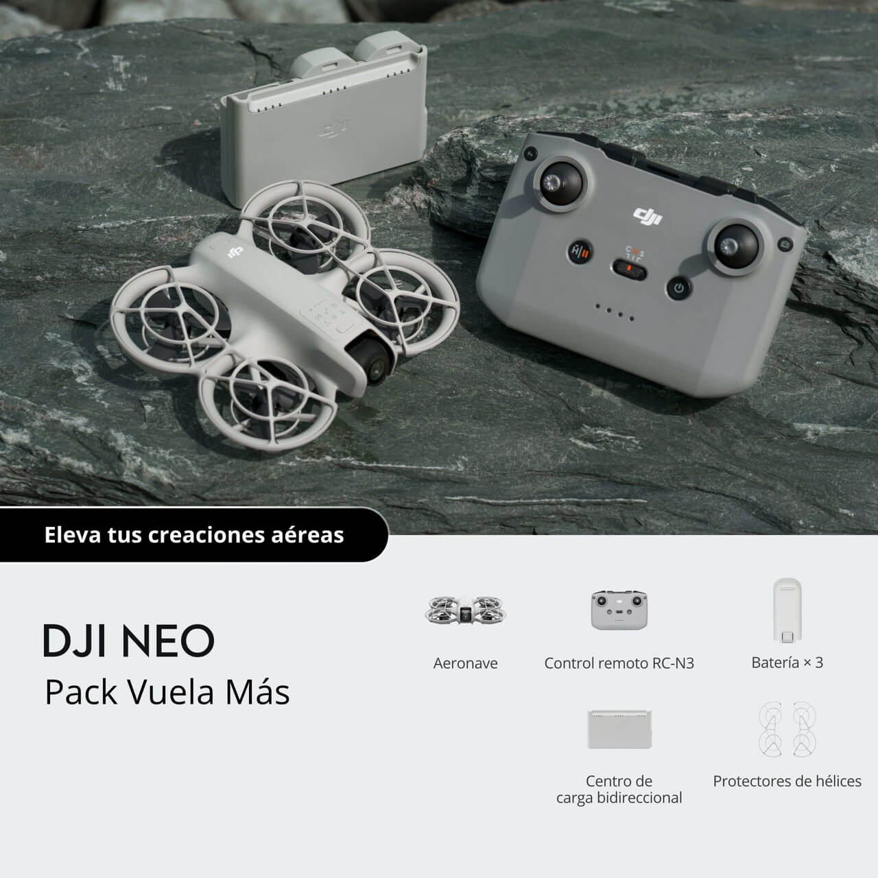 Kit DJI Neo con control remoto para pilotaje, grabación de video 4K y vuelos al aire libre