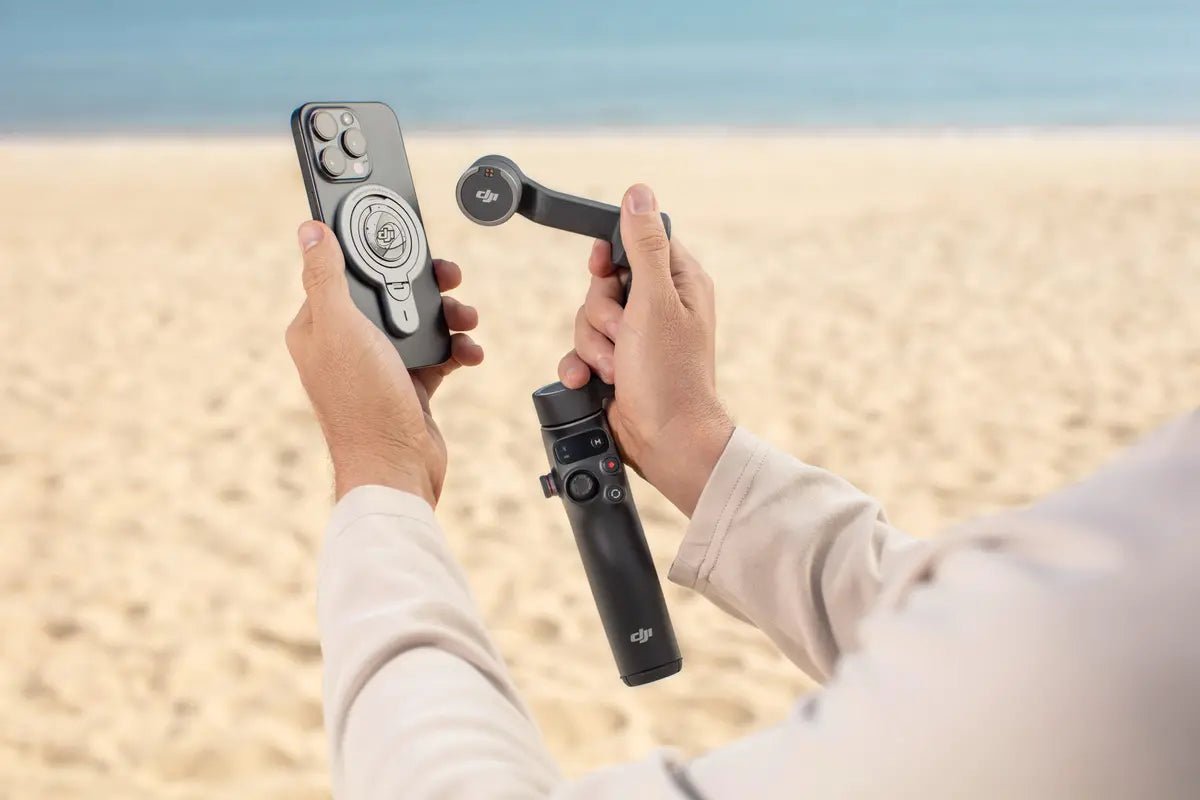 Soporte magnético de liberación rápida DJI OM con iPhone para grabar fácilmente con un estabilizador
