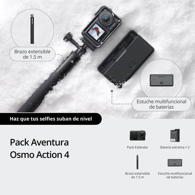 DJI Osmo Action 4 Pack Aventura con accesorios para deportes, viajes y grabación al aire libre
