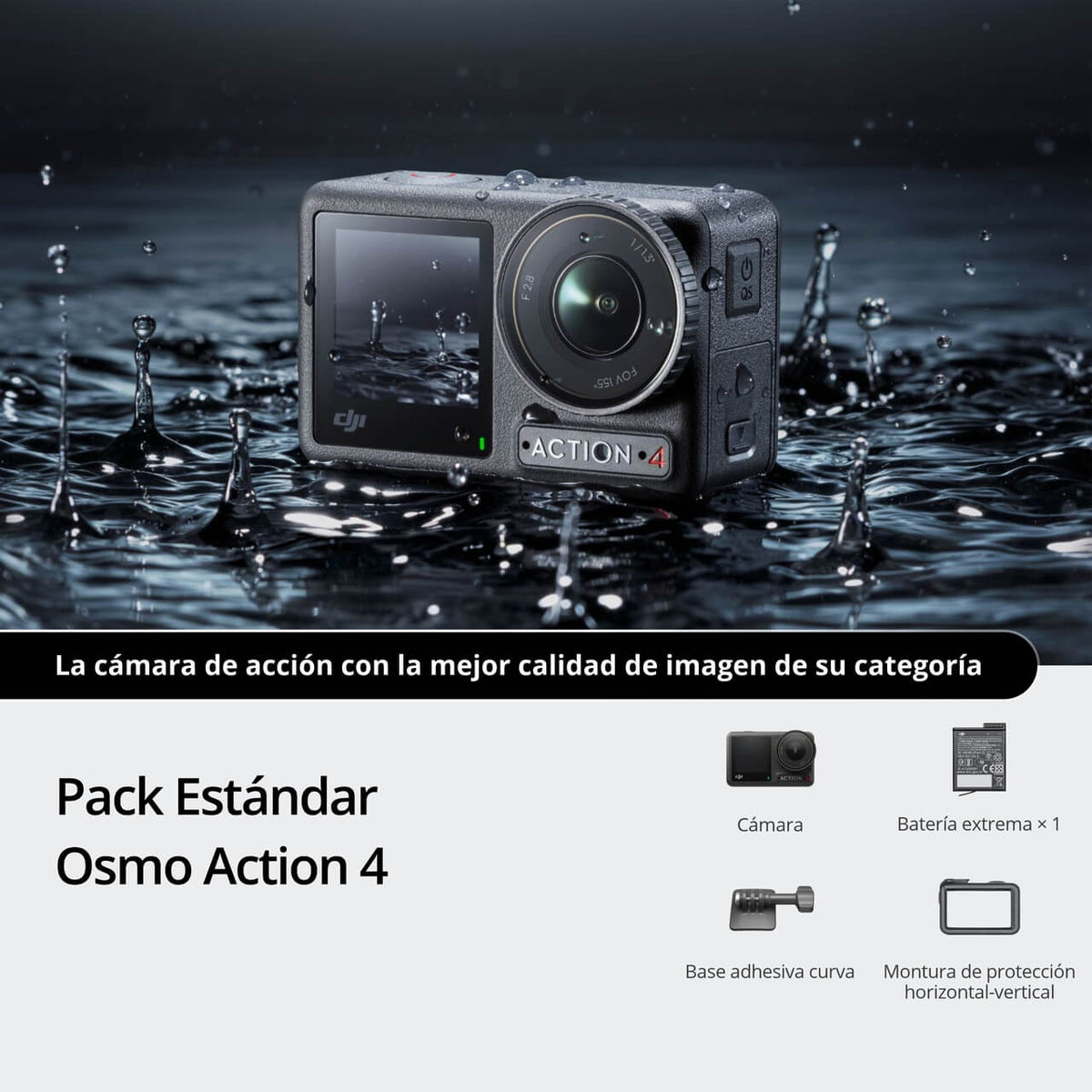 DJI Osmo Action 4 Pack Estándar con cámara y accesorios esenciales para grabación de aventuras