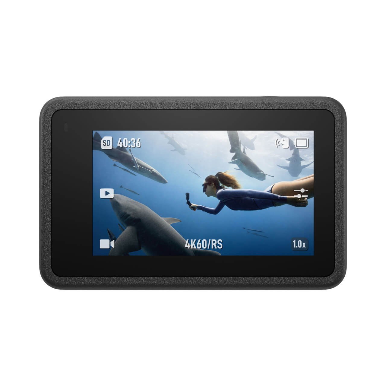 Pantalla trasera de DJI Osmo Action 4 para controlar el encuadre y la grabación de video