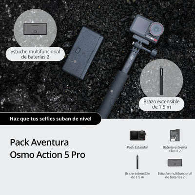 DJI Osmo Action 5 Pro Pack Aventura con accesorios para grabar actividades al aire libre