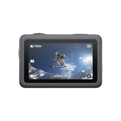 Pantalla trasera de DJI Osmo Action 6 para controlar el encuadre y la grabación de video