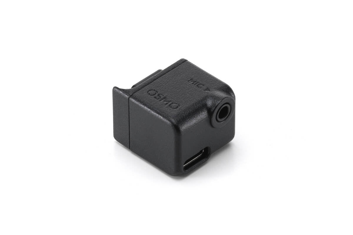 Vista trasera del adaptador de audio para DJI Osmo Action con diseño compacto y portátil