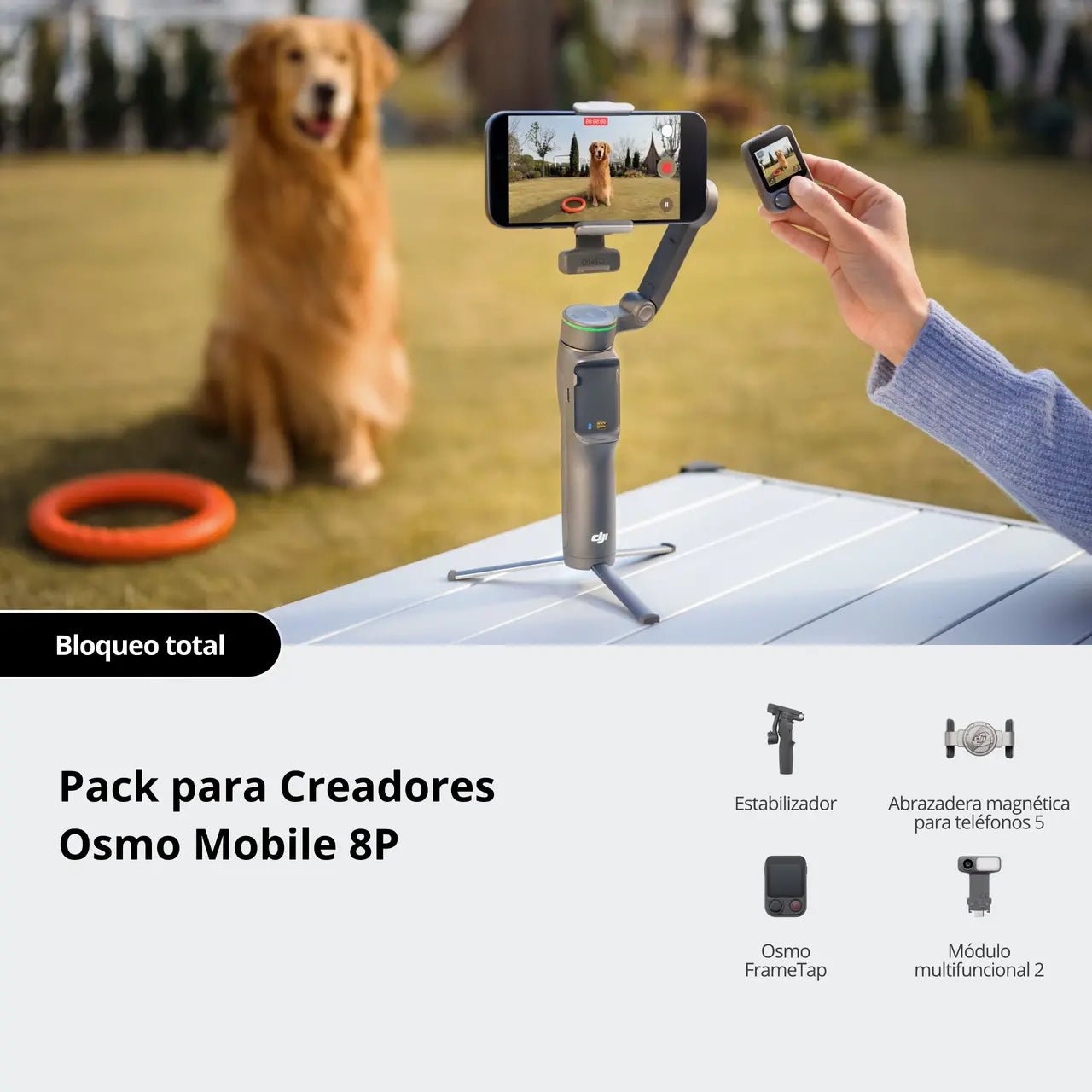 Pack para Creadores DJI Osmo Mobile 8P con seguimiento de objetivos para grabar personas y mascotas