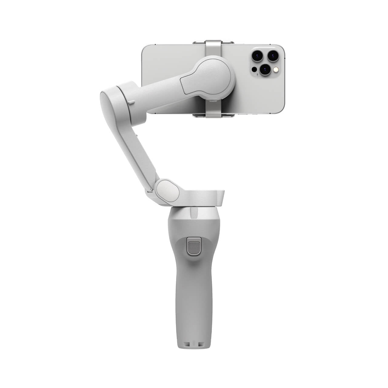 Vista frontal del DJI Osmo Mobile SE con smartphone y estabilización de tres ejes