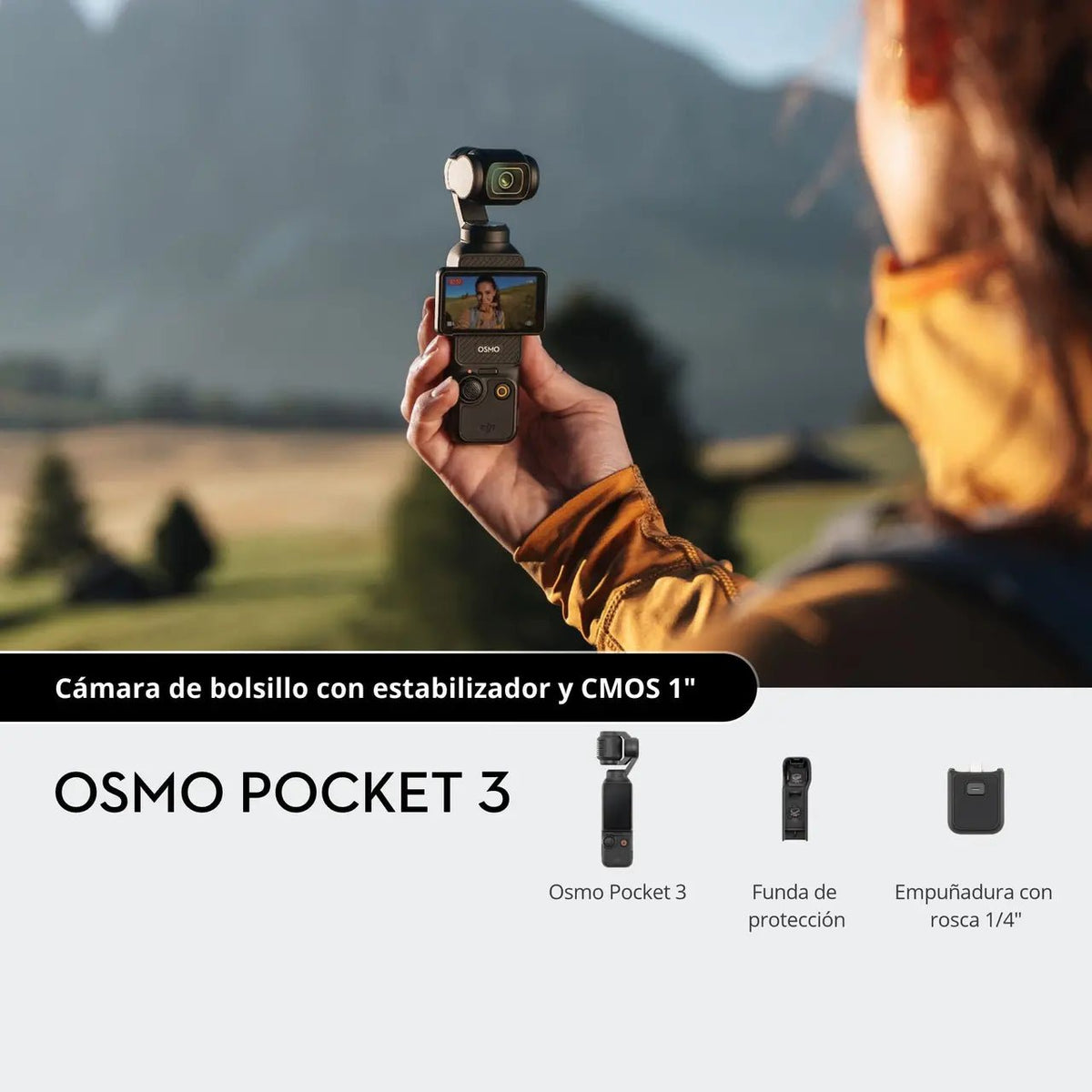 DJI Osmo Pocket 3 para crear vlogs con video 4K, seguimiento inteligente y estabilización