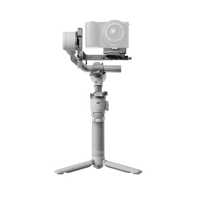 Vista lateral del DJI RS 4 Mini con cámara y trípode para producción de video