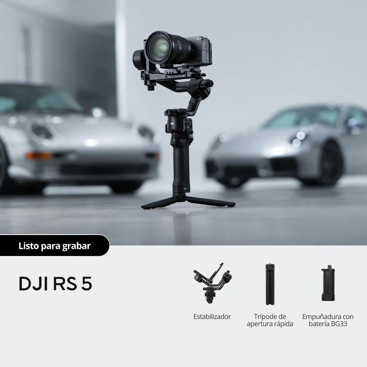 DJI RS 5 con cámara, estabilizador profesional de 3 ejes para grabaciones de video fluidas y precisas